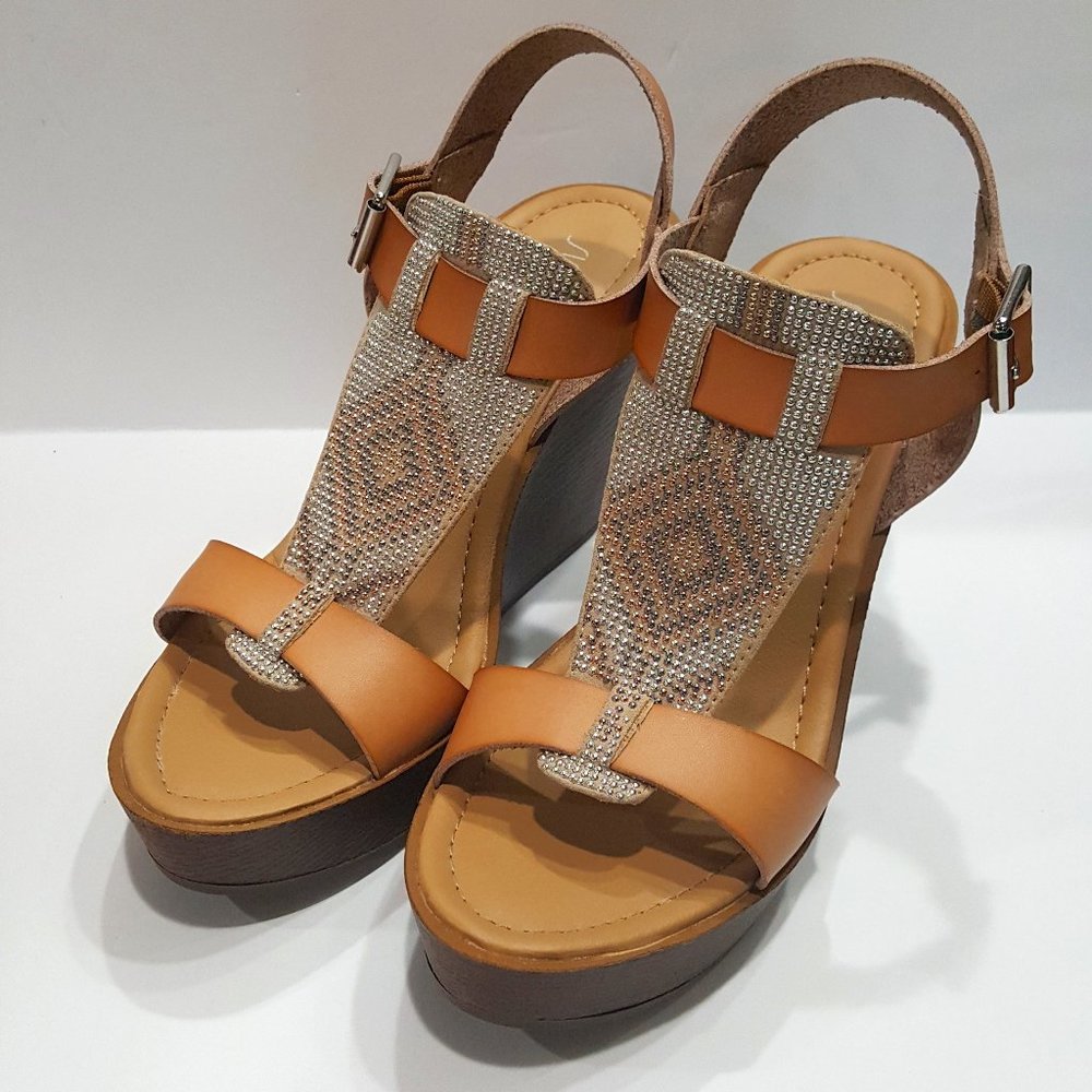 Sugar Clareese Women Party Wedges, Tan, Size 7 **In Original Box**